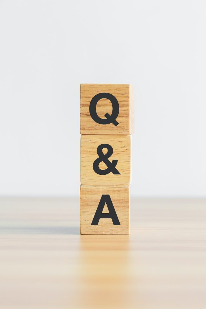 Questions and Ask word with wood block